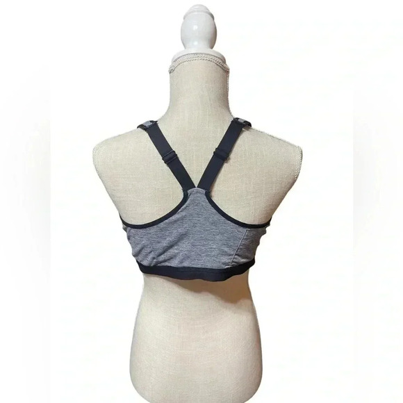 Avenue Zipped Sports Bra in Heather Gray and Black Front Closure Womens Size 42D - Picture 2 of 13